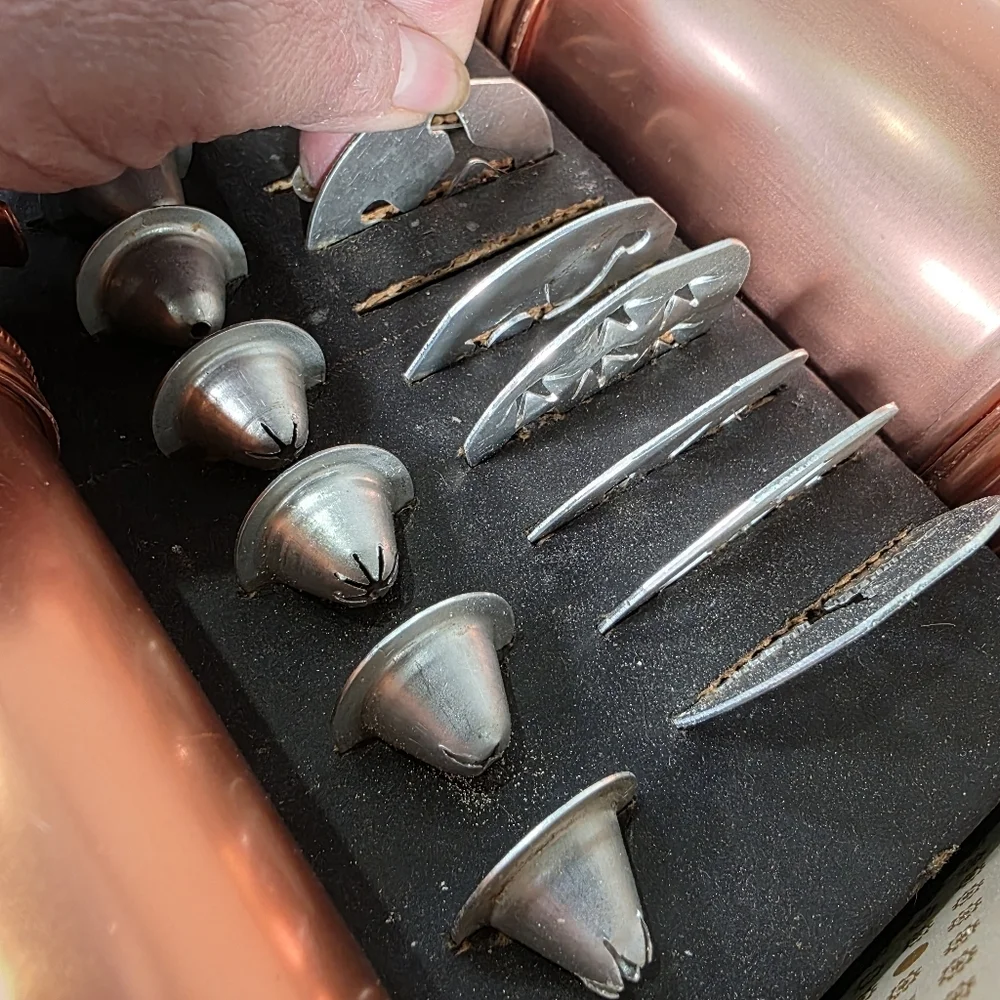 Vintage Sears Cooky Press & Cake Decorator Set Copper and Silver Tone